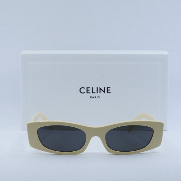 Celine CL40245U 39A Rectangle Sunglasses - Shiny Butter/Smoke - Picture 2 of 13